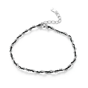 (bilde for) Pandora Style Silver & Black Rope Armbånd - SCB173-Bk