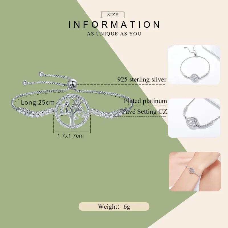 (bilde for) Pandora Style Silver Bright Tree of Life armbånd - SCB035 - Vis 3