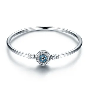 (bilde for) Pandora Style Silver Cubic Zirconia Guardian Eye Bangle - SCB012