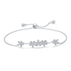 (bilde for) Pandora Style Silver Daisy Chain Slider Armbånd - SCB084