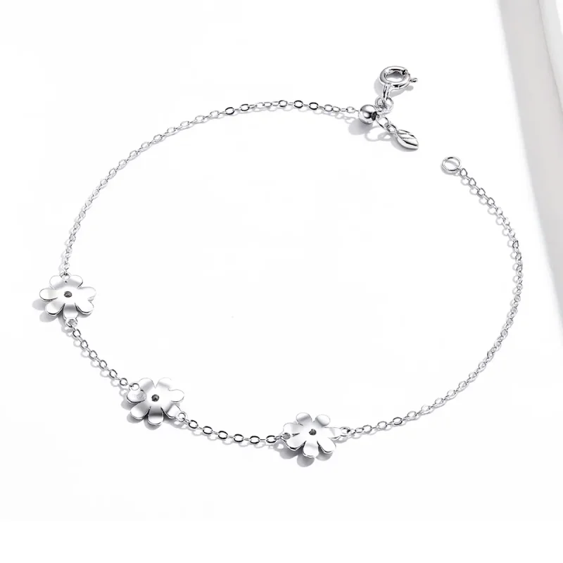 (bilde for) Pandora Style Silver Daisy Chain Slider Armbånd - SCB165 - Vis 3