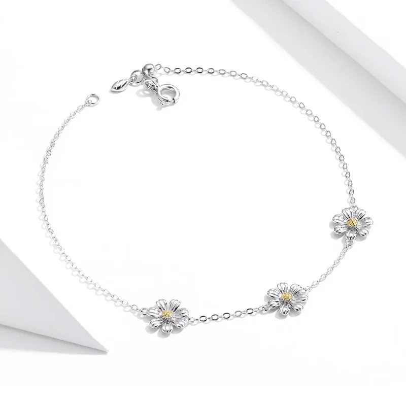 (bilde for) Pandora Style Silver Daisy Chain Slider Armbånd - SCB165 - Vis 4