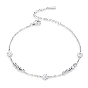 (bilde for) Pandora Style Silver Daisy Flower Chain Slider Armbånd - SCB146
