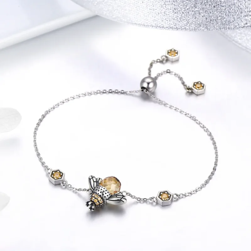 (bilde for) Pandora Style Silver Dancing Bee Slider Armbånd - SCB043 - Vis 3