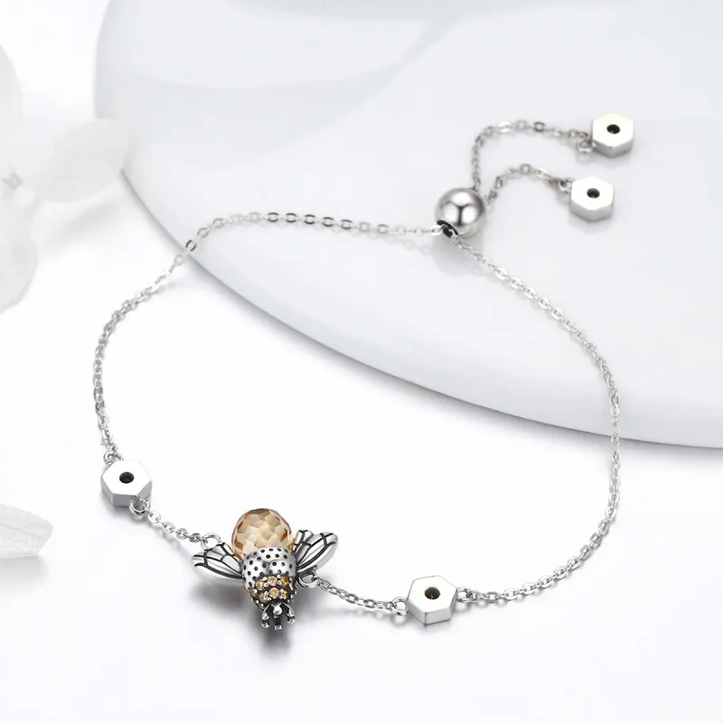 (bilde for) Pandora Style Silver Dancing Bee Slider Armbånd - SCB043 - Vis 4
