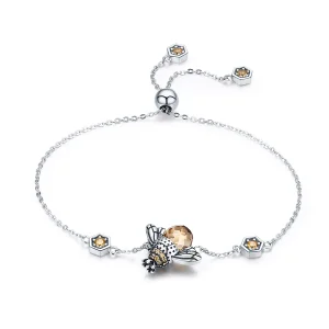 (bilde for) Pandora Style Silver Dancing Bee Slider Armbånd - SCB043