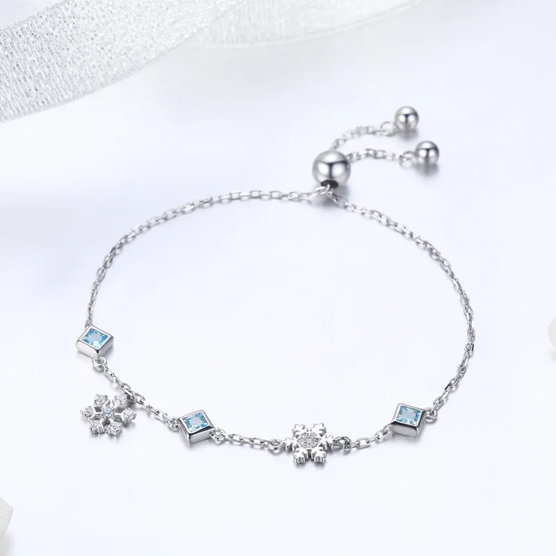 (bilde for) Pandora Style Silver Dancing Snowflake armbånd - BSB001 - Vis 2