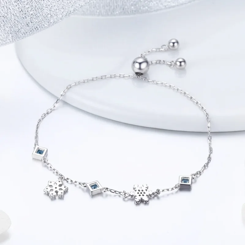 (bilde for) Pandora Style Silver Dancing Snowflake armbånd - BSB001 - Vis 3