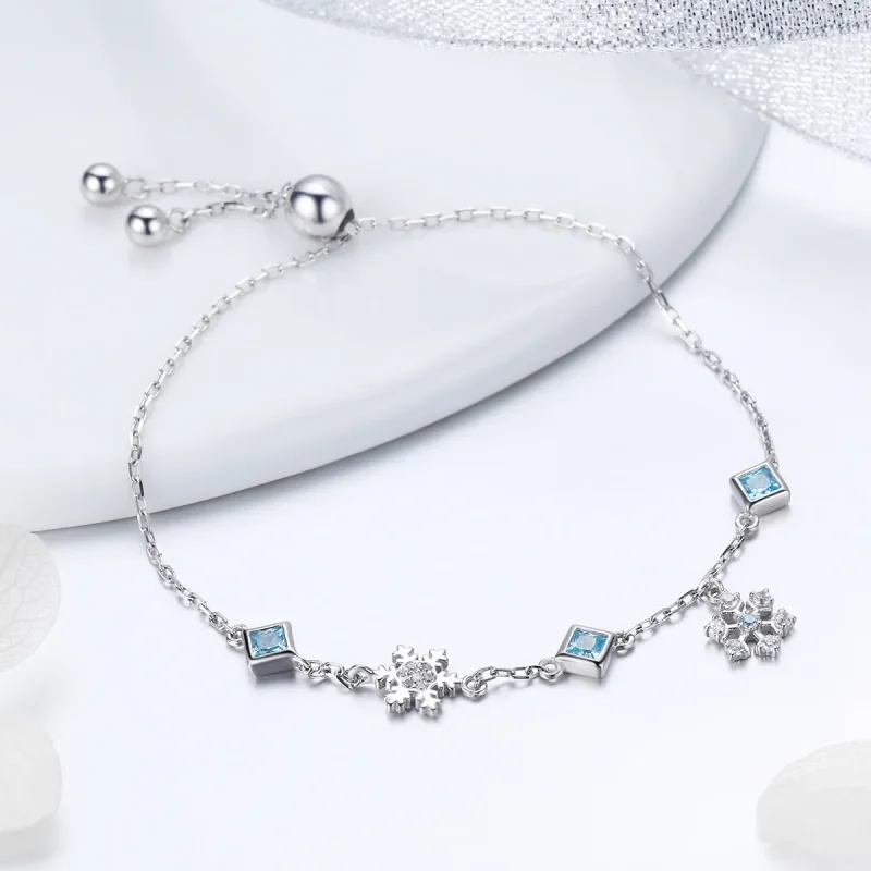 (bilde for) Pandora Style Silver Dancing Snowflake armbånd - BSB001 - Vis 4