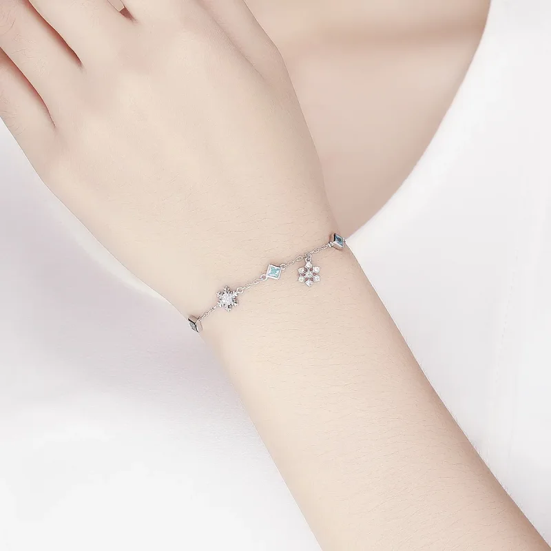 (bilde for) Pandora Style Silver Dancing Snowflake armbånd - BSB001 - Vis 5