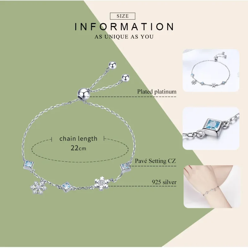 (bilde for) Pandora Style Silver Dancing Snowflake armbånd - BSB001 - Vis 8