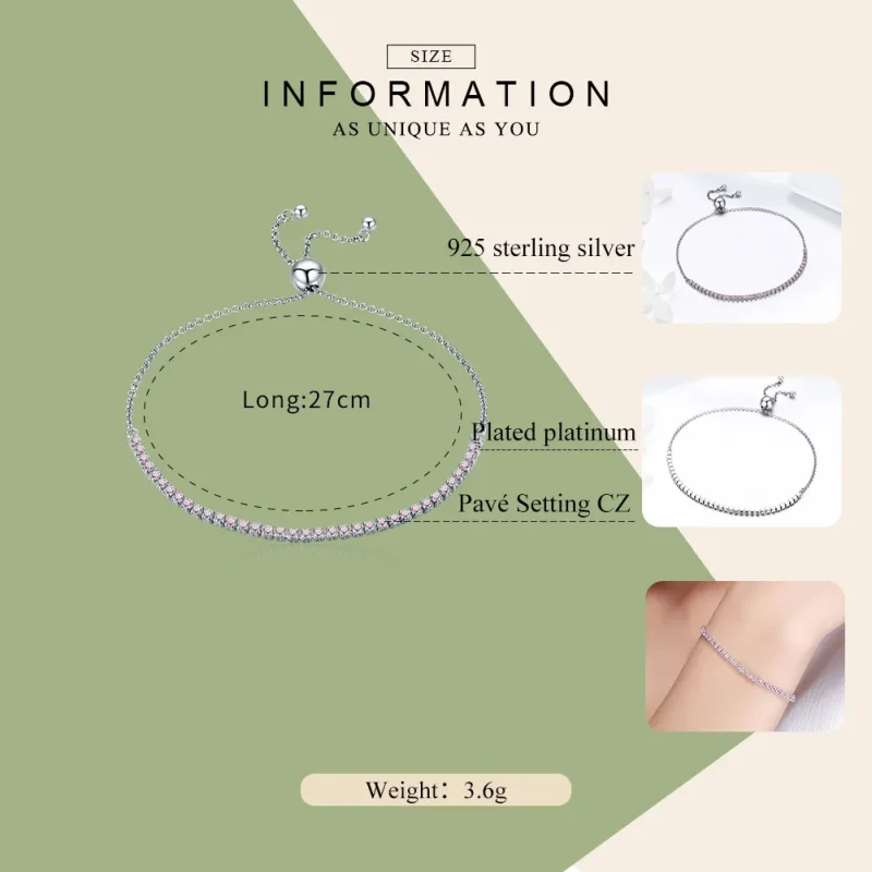 (bilde for) Pandora Style Silver Elegant Accompany Slider Tennis Armbånd - SCB045 - Vis 3