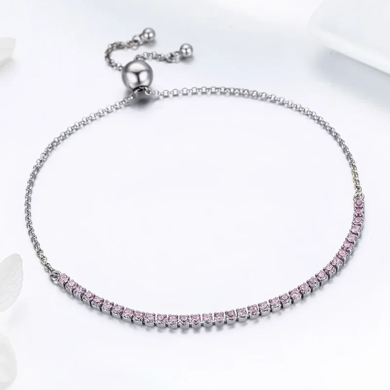 (bilde for) Pandora Style Silver Elegant Accompany Slider Tennis Armbånd - SCB045 - Vis 4