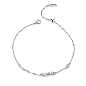 (bilde for) Pandora Style Silver Feather Chain Slider Armbånd - SCB133