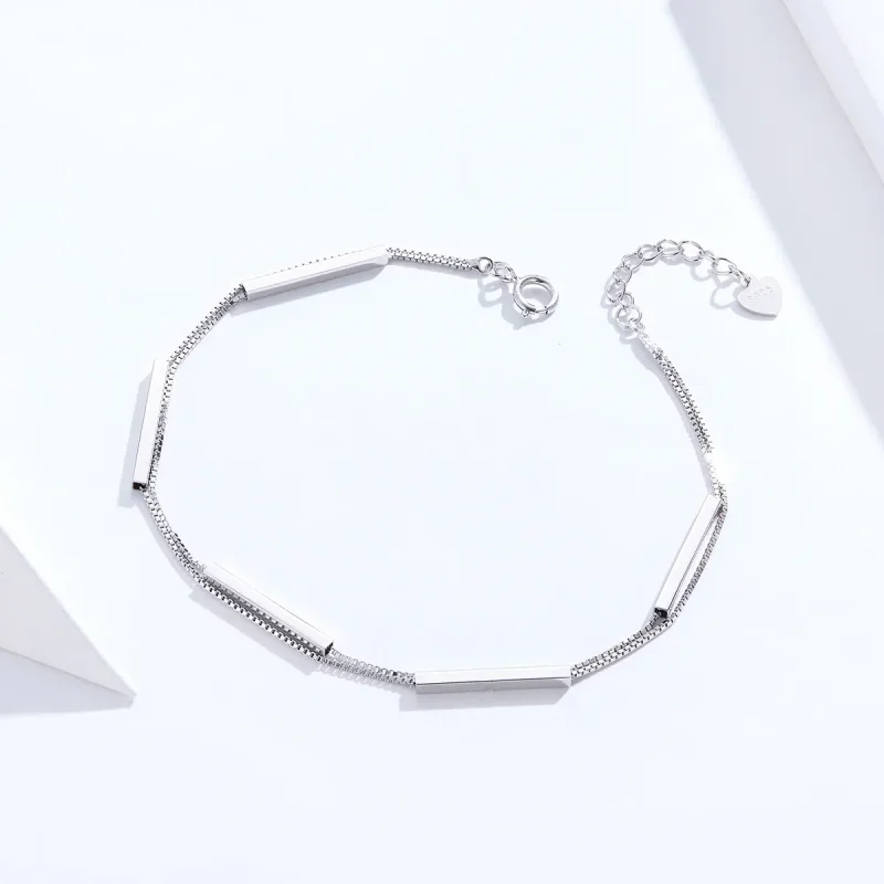 (bilde for) Pandora Style Silver Geometry Chain Slider Armbånd - SCB170 - Vis 4