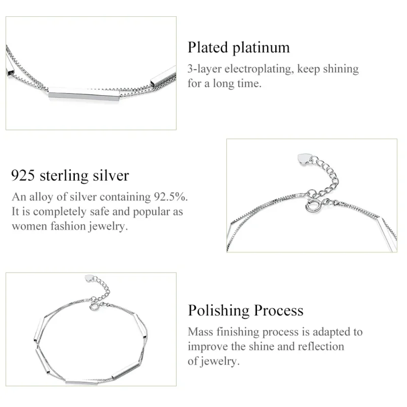 (bilde for) Pandora Style Silver Geometry Chain Slider Armbånd - SCB170 - Vis 6
