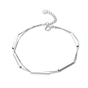 (bilde for) Pandora Style Silver Geometry Chain Slider Armbånd - SCB170