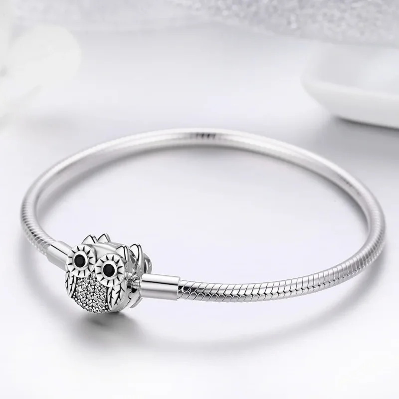 (bilde for) Pandora Style Silver Graduation Cute Owl Chain Armbånd - SCB067 - Vis 4
