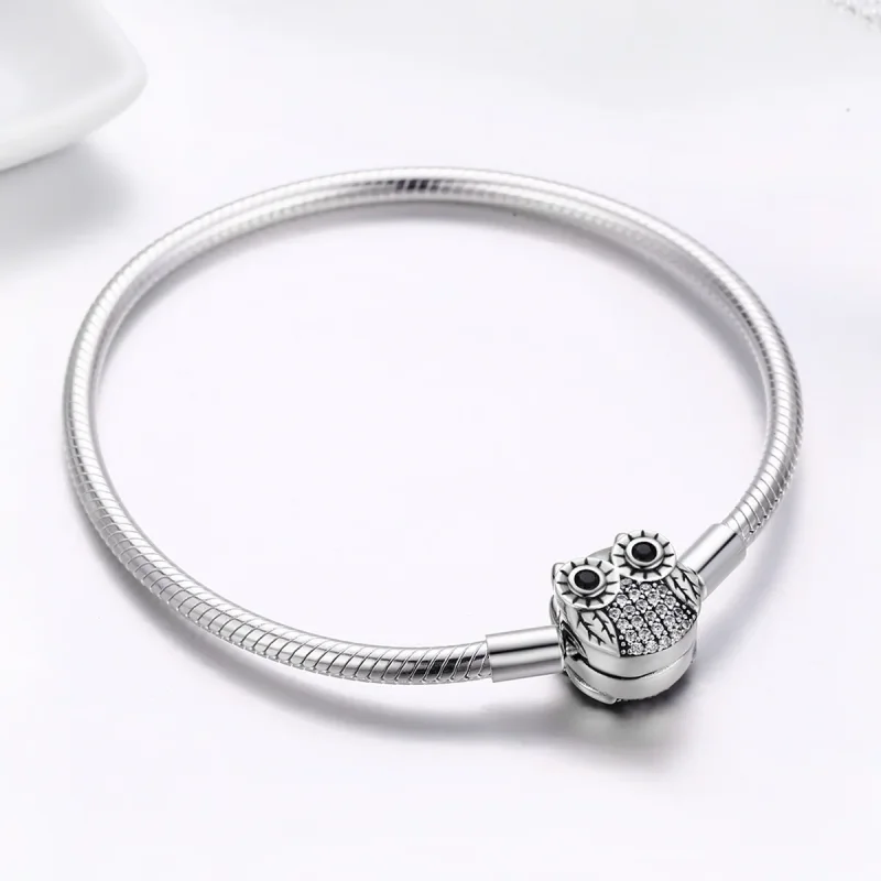 (bilde for) Pandora Style Silver Graduation Cute Owl Chain Armbånd - SCB067 - Vis 5
