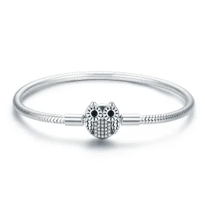 (bilde for) Pandora Style Silver Graduation Cute Owl Chain Armbånd - SCB067