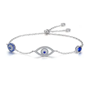(bilde for) Pandora Style Silver Guardian Eye Chain Slider Armbånd - SCB089