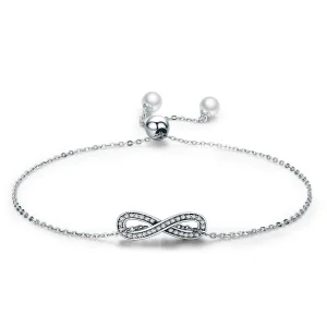 (bilde for) Pandora Style Silver Infinity Chain Slider Armbånd - SCB056