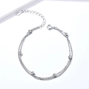 (bilde for) Pandora Style Silver Little Beads Chain Slider Armbånd - SCB131