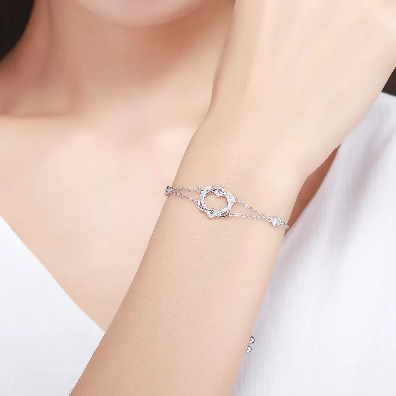 (bilde for) Pandora Style Silver Love Cardiogram Jubileumsglidearmbånd - SCB022 - Vis 2