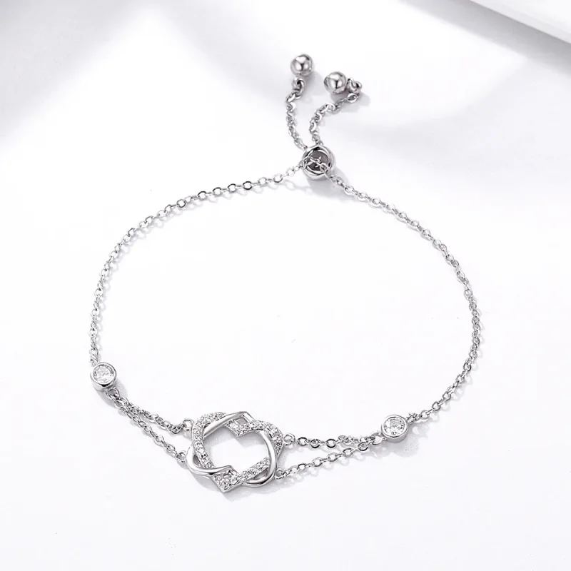 (bilde for) Pandora Style Silver Love Cardiogram Jubileumsglidearmbånd - SCB022 - Vis 4