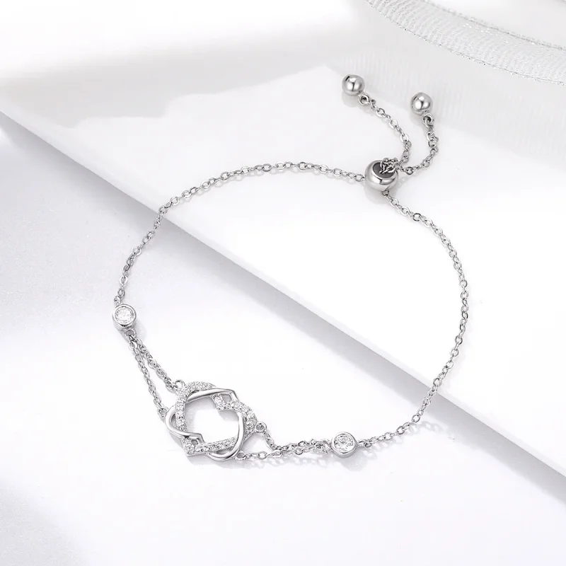 (bilde for) Pandora Style Silver Love Cardiogram Jubileumsglidearmbånd - SCB022 - Vis 5