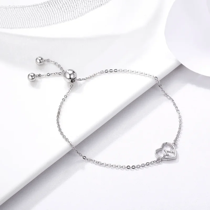(bilde for) Pandora Style Silver Love Cardiogram Slider Armbånd - SCB019 - Vis 3