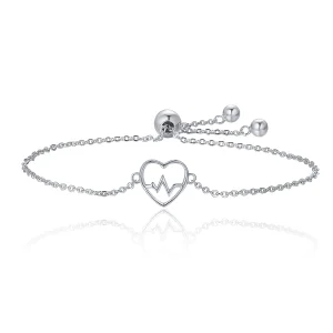 (bilde for) Pandora Style Silver Love Cardiogram Slider Armbånd - SCB019