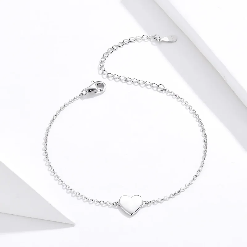 (bilde for) Pandora Style Silver Loved Heart Chain Slider Armbånd - SCB161 - Vis 3