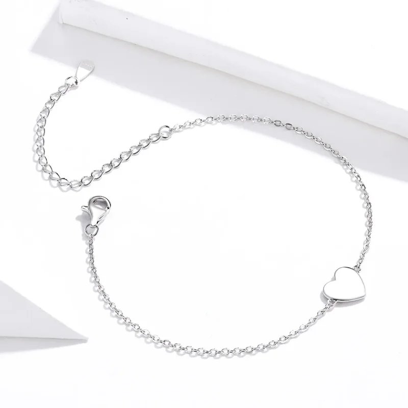 (bilde for) Pandora Style Silver Loved Heart Chain Slider Armbånd - SCB161 - Vis 4