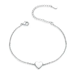 (bilde for) Pandora Style Silver Loved Heart Chain Slider Armbånd - SCB161