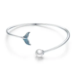 (bilde for) Pandora Style Silver Mermaid's Tear Open Bangle - SCB123