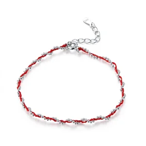 (bilde for) Pandora Style Silver & Red Rope Armbånd - SCB173-Rd