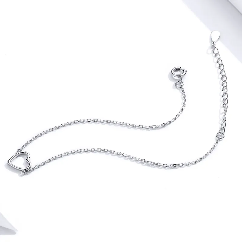 (bilde for) Pandora Style Silver Shape of Love Chain Slider Armbånd - SCB159 - Vis 3