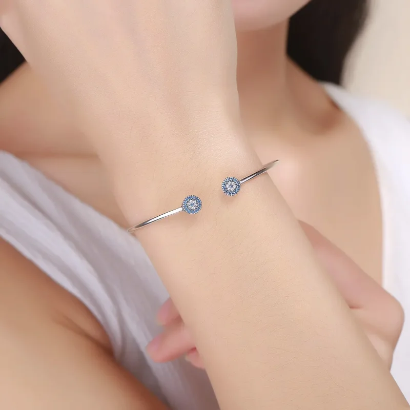 (bilde for) Pandora Style Silver Shining Stars åpen armring - SCB058 - Vis 2