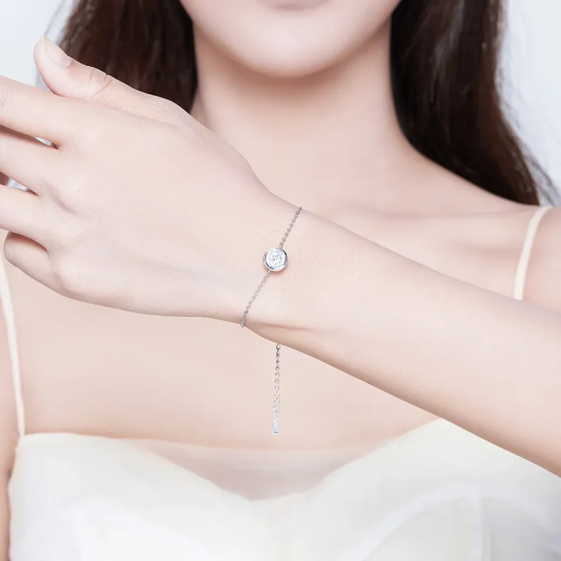 (bilde for) Pandora Style Silver Simple Chain Slider Armbånd - SCB157 - Vis 2