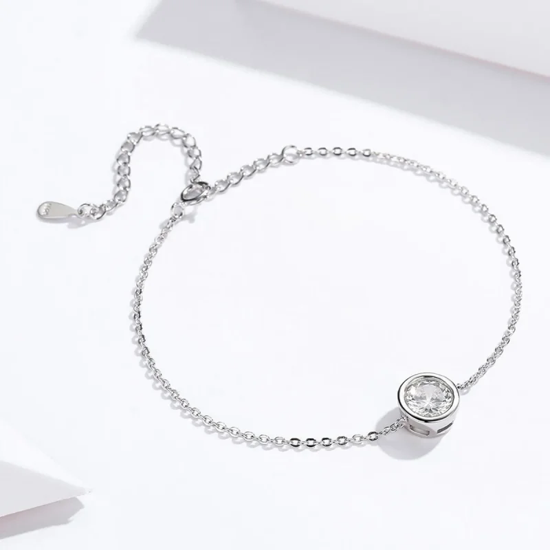 (bilde for) Pandora Style Silver Simple Chain Slider Armbånd - SCB157 - Vis 4