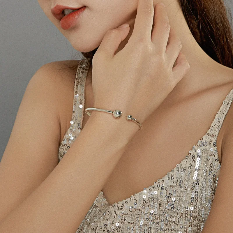 (bilde for) Pandora Style Silver Simple Stretch Open Bangle - SCB198 - Vis 7