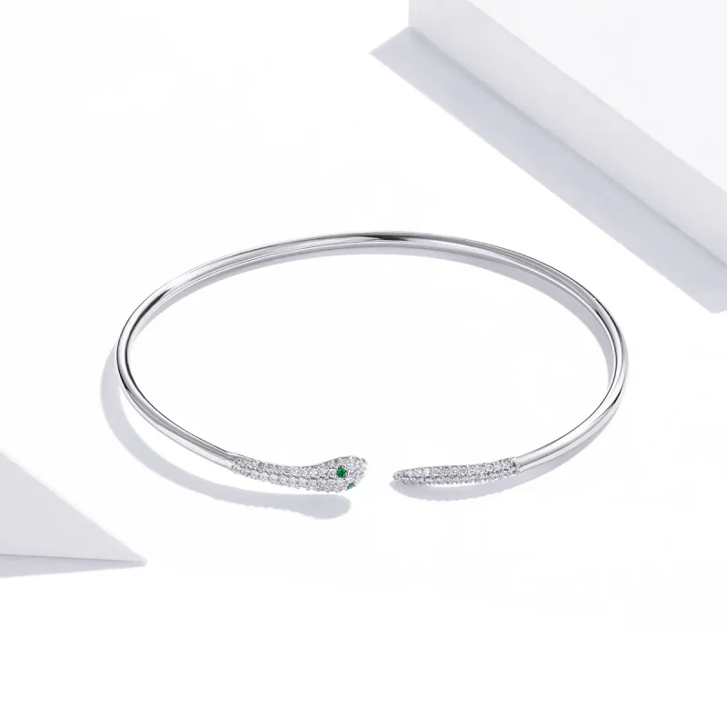 (bilde for) Pandora Style Silver Snake Open Bangle - SCB206 - Vis 2