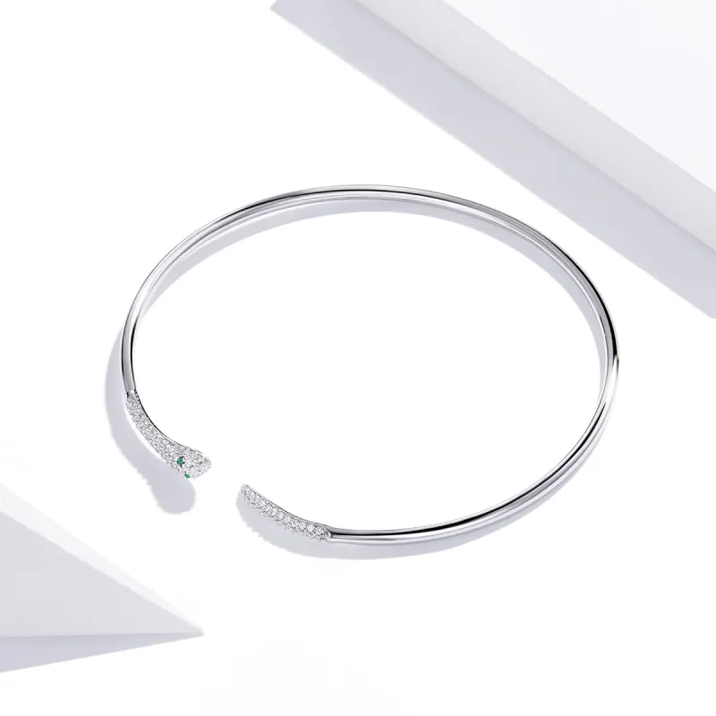 (bilde for) Pandora Style Silver Snake Open Bangle - SCB206 - Vis 3
