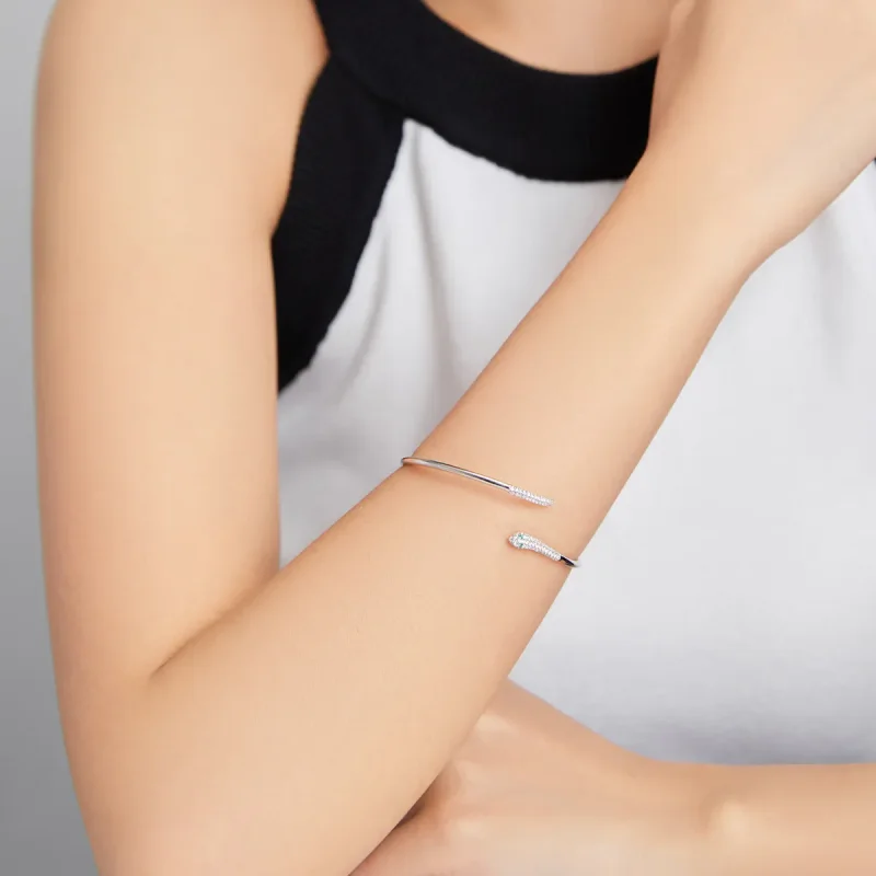 (bilde for) Pandora Style Silver Snake Open Bangle - SCB206 - Vis 5