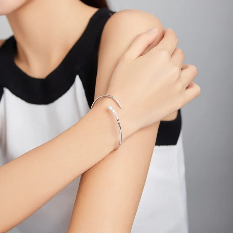 (bilde for) Pandora Style Silver Snake Open Bangle - SCB206 - Vis 6