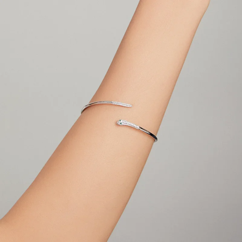 (bilde for) Pandora Style Silver Snake Open Bangle - SCB206 - Vis 7
