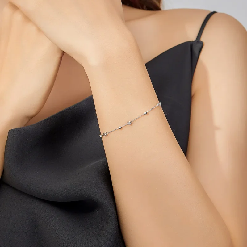 (bilde for) Pandora Style Silver Star Chain Slider Armbånd - SCB171 - Vis 2