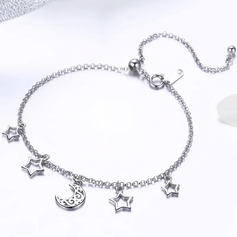 (bilde for) Pandora Style Silver Starry Sky Chain Slider Armbånd - SCB107 - Vis 3