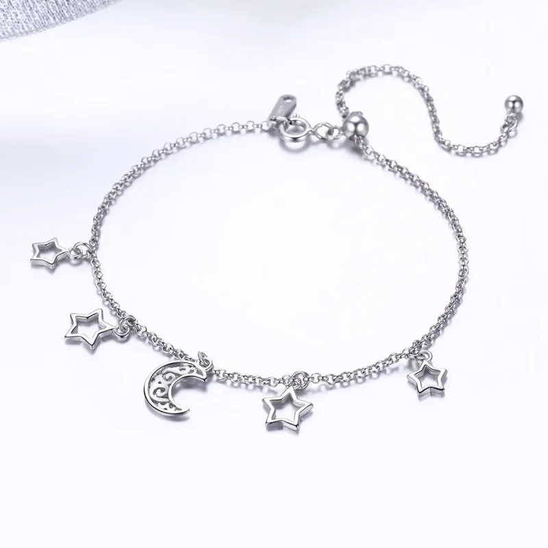 (bilde for) Pandora Style Silver Starry Sky Chain Slider Armbånd - SCB107 - Vis 4